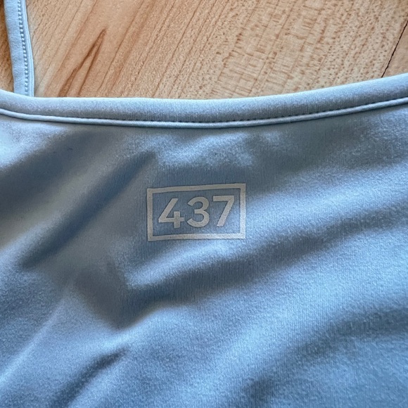 437 Light Blue Women's Crop Tank and High-Waist Bike Short Set - Picture 7 of 9